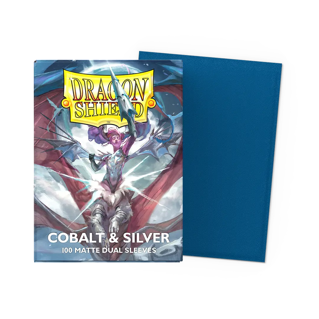 Dragon Shield Sleeves: Standard Matte Dual - Cobalt & Silver 100CT